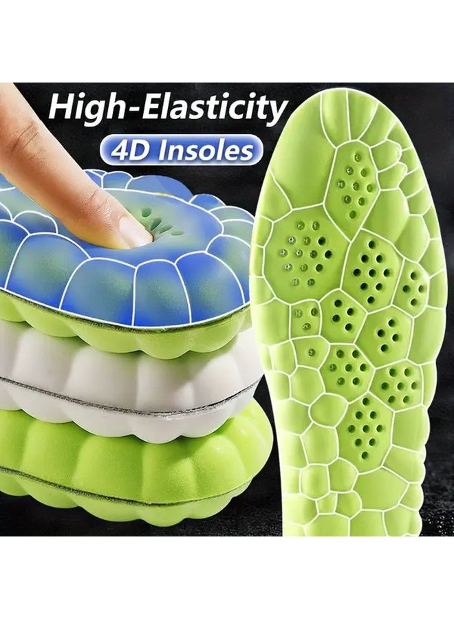 Blue 4D Massage Insoles Super Soft Breathable Sports Shoe Inserts For Running Basketball Unisex EU43 44 - Image 1